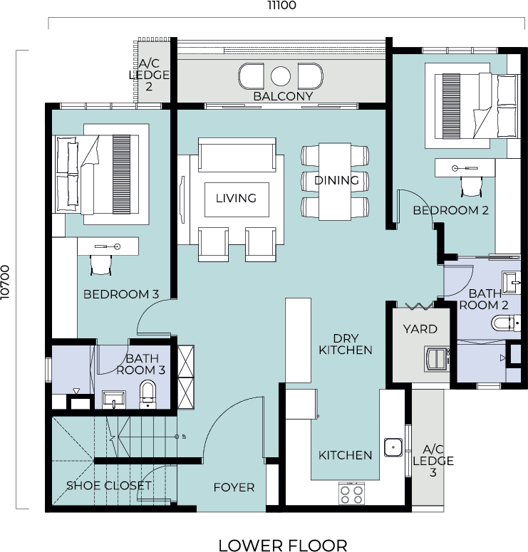 Type D(m) Lower Floor Plan