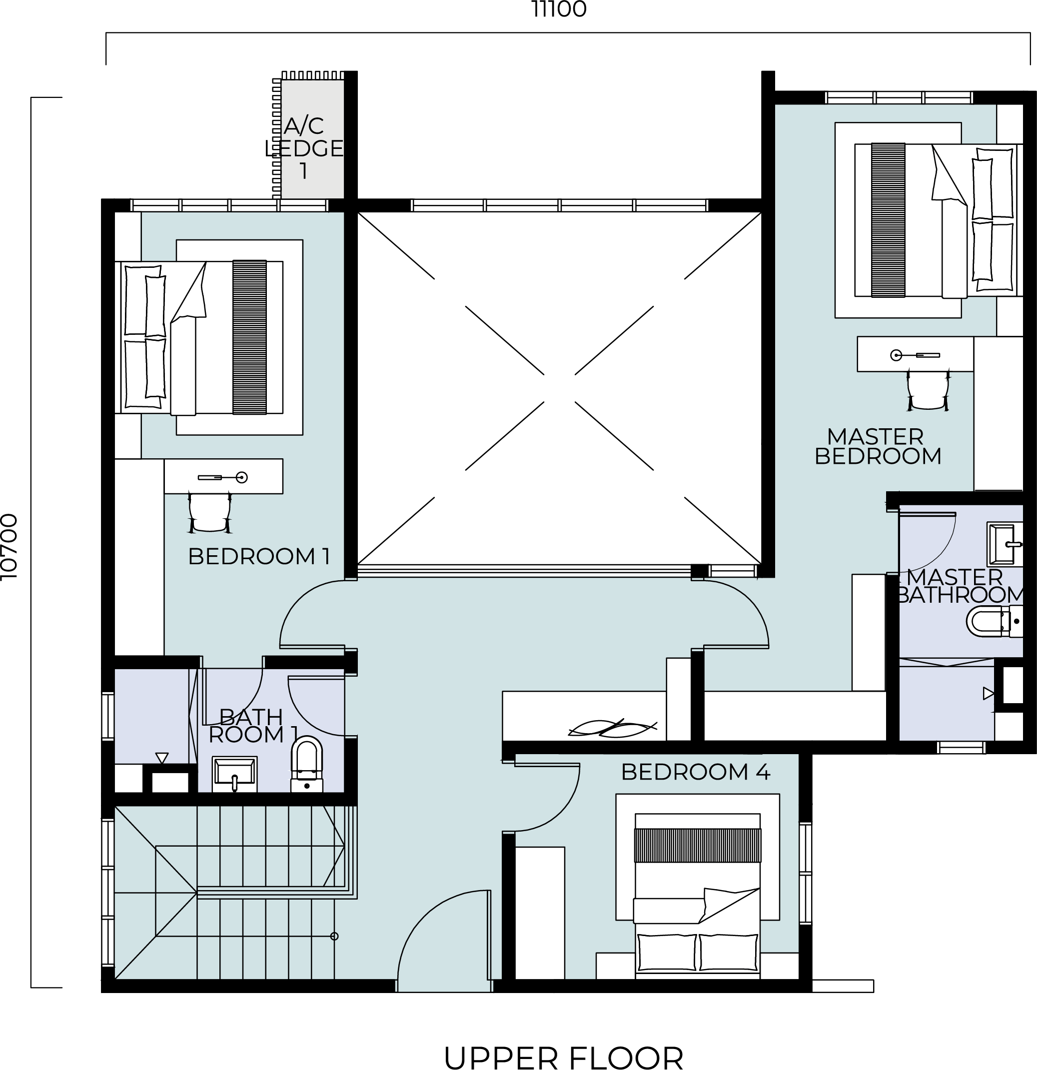 Type D(m) Upper Floor Plan
